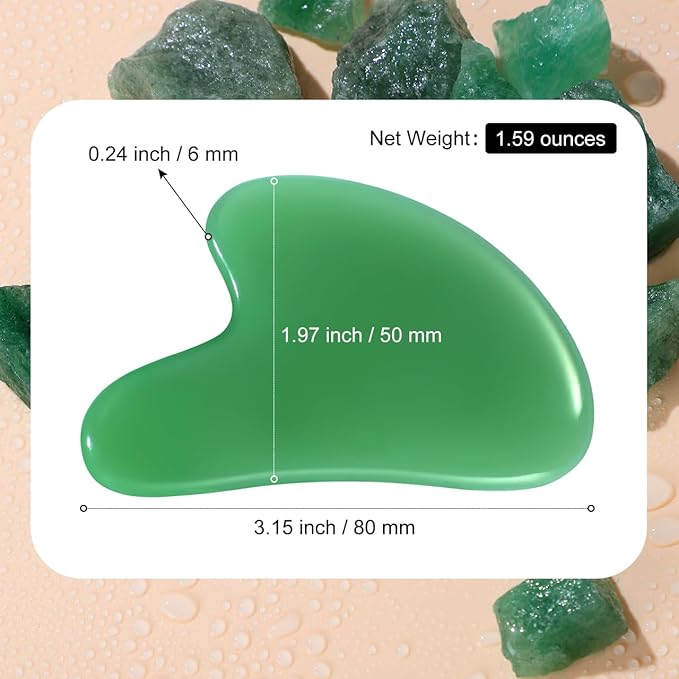 rosenice Gua Sha Facial Tools: 2 Pcs Jade Stone Guasha for Face Skincare Sculpting Tool - Jawline Sculpting Massager for Puffiness Reducing