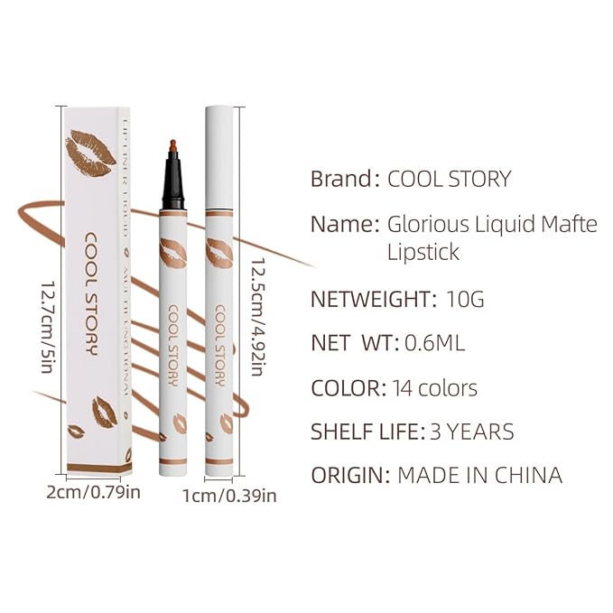 COOL STORY Matte Lip Liner Pencil - Waterproof, Non-Fading, Long-Lasting Plump Effect for Fuller Lips Makeup, Soft & Smooth Texture Easy Glide Lipstick 05#