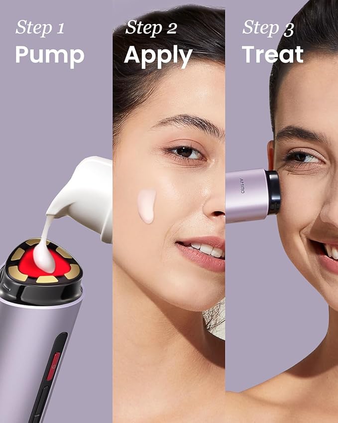 AMIRO R3 Turbo Facial Device, Precision Firming and Fine Line Smoothing Tool for Full Face, Eye Area & Jawline at-Home Therapy Purple