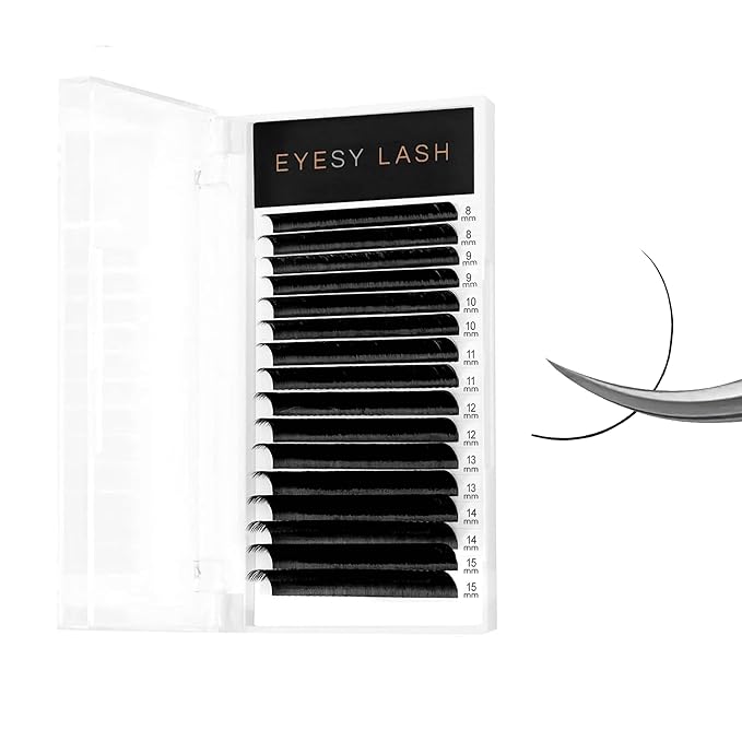 Eyesy Lash Cashmere Volume Eyelash Extensions Premium Individual Lashes - 0.03mm Thickness C Curl 8-16mm Mixed Tray - Super Soft Matte Black Single Eyelash Easy to Fan for Professional Salon Use