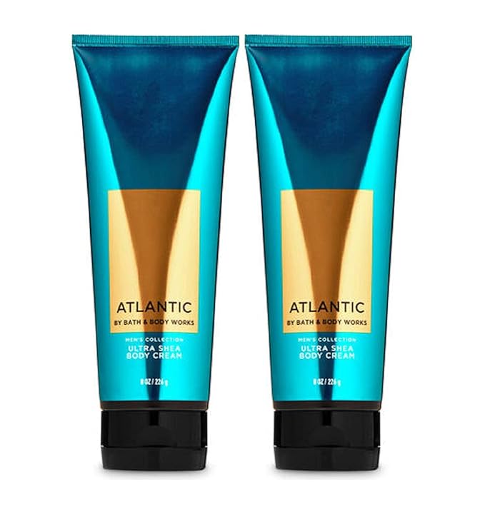 Bath and Body Works Atlantic 2 Pack Men's Collection Ultra Shea Body Cream 8 Oz (Atlantic)