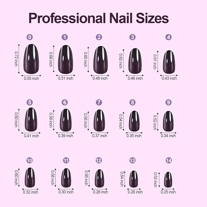 150Pcs Cat Eye Press on Nails, Plauva Short Oval Fake Nails, Glossy Glitter Cat Eye Nail Tips, Soft Gel Stick On Nails for Women and Girls 15 Sizes