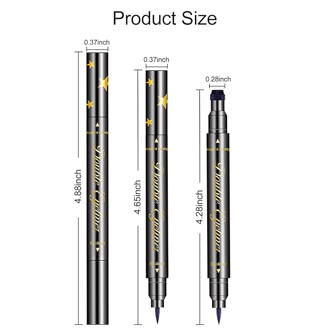 6 PCS Double-Head Liquid Stamp Eyeliner, Colored 6 in 1 Stars Flowers Hearts Moon Smiley Face Triangle Stamps Makeup Stamp Set, Waterproof Slim Gel Felt Tip Liquid Eyeliner, Halloween Makeup