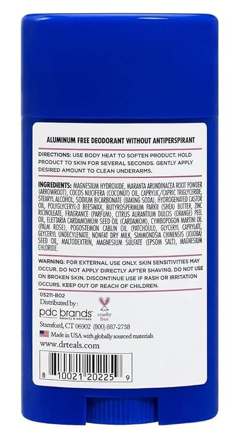 Dr. Teal's Rose & Milk Deodorant Gift Set (2 Pack, 2.65oz Ea) - Rose & Milk Formula - Aluminum Free with Magnesium - Essential Oils, Shea Butter & Arrowroot Powder Absorb Moisture, Keep Skin Healthy