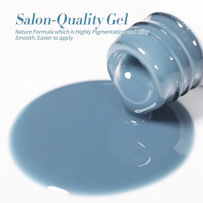 Born Pretty Jelly Blue Gel Nail Polish Set Sheer Transparent Blue Gel Polish Nail Art Manicure DIY at Home 6PCS