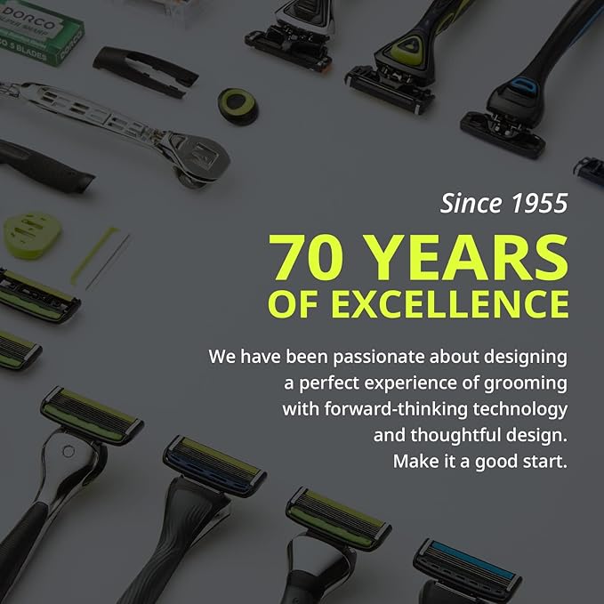 Dorco Pace 5 Pro Razors- Shaving System For Men with Trimmer - 1 Handle + 9 Cartridge Set