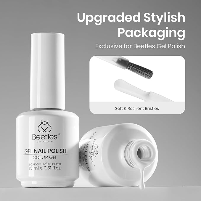 Beetles White Gel Nail Polish,15ml French UV Nail Polish Soak Off Nail Art Manicure Salon DIY Design Home Snowdrop Gift for Woman Colorful Bottle Gel