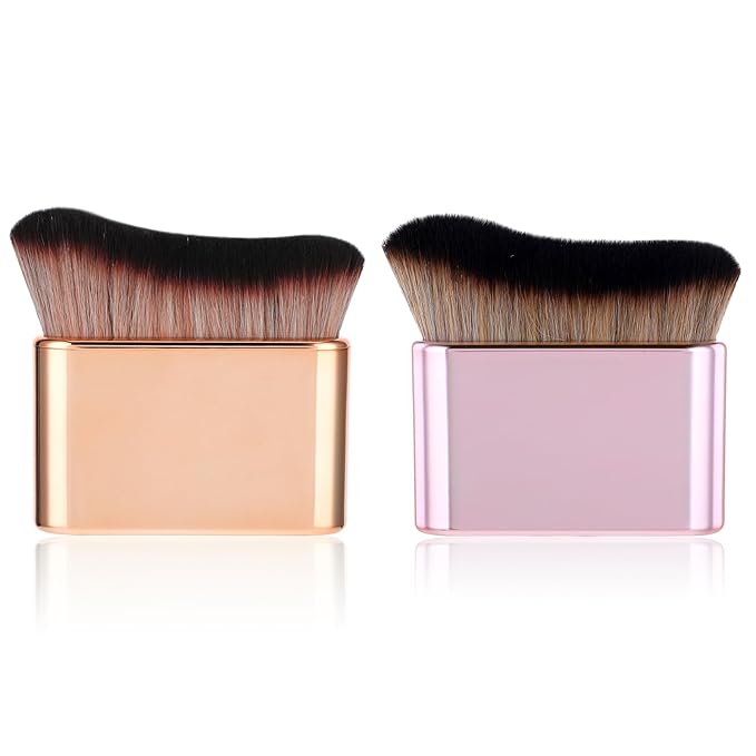 2Pcs Self Tan Brush Soft Body Makeup Brush Portable Self Tanning Brush Self Tanner Face Brush For Body & Leg Makeup(Rose Gold + Pink Rose Gold)