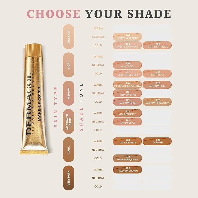 Dermacol - Full Coverage Matte Foundation with SPF 30, Waterproof Foundation for Oily Skin, Acne, & Under Eye Bags, Long-Lasting Makeup, 30g - Shade 211