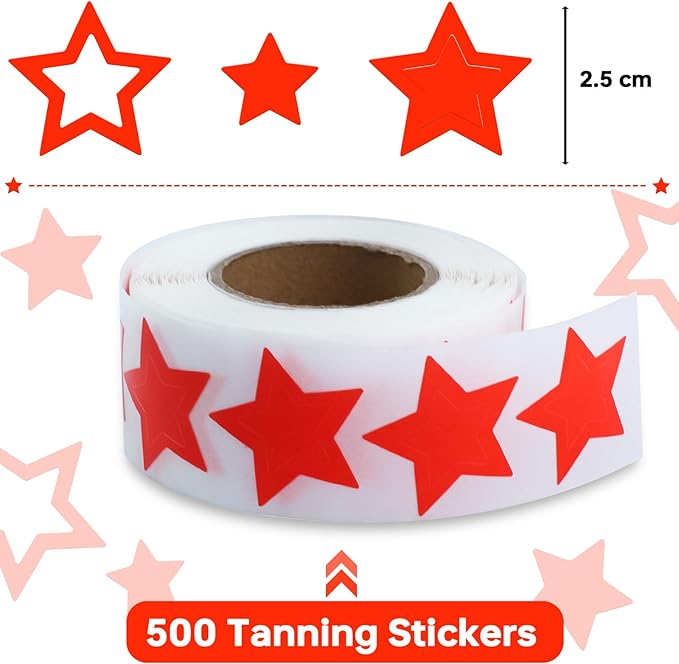 Tanning Stickers | 500 Pack | Spray Tan | Tanning Bed | Outdoors | Body Decals (Star)