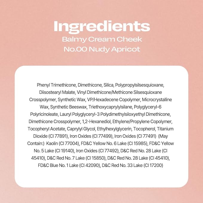 Balmy Cream Cheek No.0 Nudy Apricot | Lightweight, Natural Finish Cream Blush with Blurring Effect | 2.5g