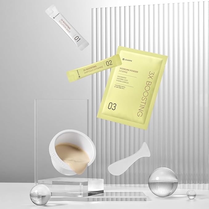 LEADERS 3X Boosting Modeling Mask | 3-Step Korean Skincare with Vitamin Set of 1 | For Dull, Tired Skin | Helps Restore Radiance, Vitality Glow | Revitalize Healthy Skin (Vitamin)