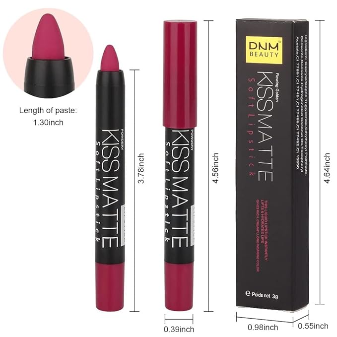 evpct 3Pcs Plum Purple Wine Red Matte Lip Sticks Crayon Lip Liner Lipstick Pencil Set for Women Long Lasting 24 Hour Waterproof Lip Liner and Lipstick Set labiales mate 24 horas originales 02&12&14