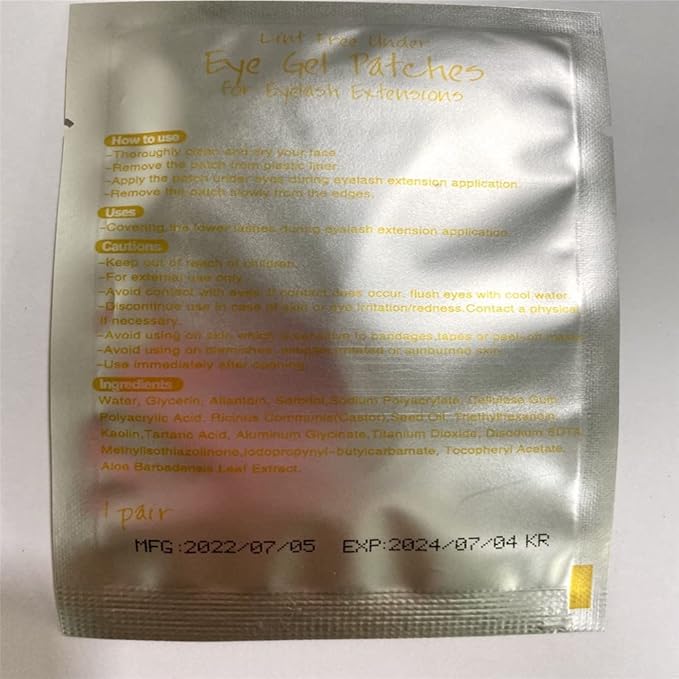 100 Pairs Set,Eye Gel Patches,Under Eye Pads Lint Free Lash Extension Eye Gel Patches for Eyelash Extension Eye (gold)