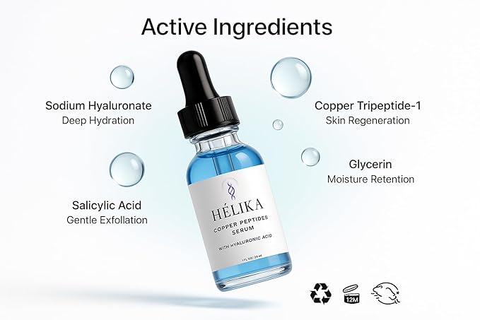 Copper Peptides Serum for Face – Anti-Aging & Skin Repair Serum with Hyaluronic Acid – Tightens, Firms & Boosts Collagen – Fragrance-Free, Made in USA – 1 fl oz