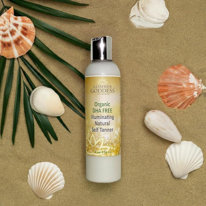 Glimmer Goddess Organic DHA FREE Self Tanner - (Dark) Sunless Tanning Lotion 8 oz