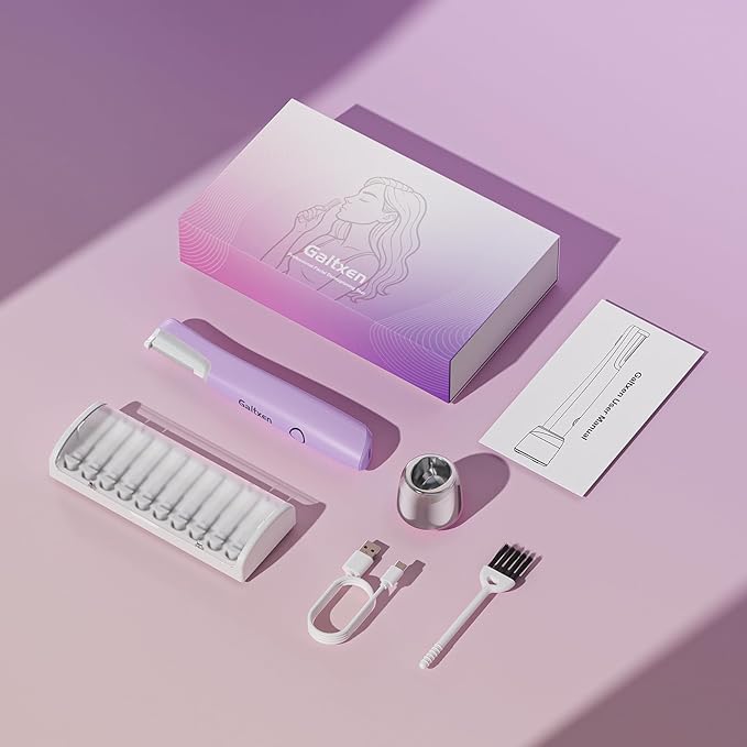 Sonic Dermaplaning Tool for Women, Rechargeable Face Dermaplane Razor Sonic Edge Technology for Facial Hair, Exfoliating and Peach Fuzz, 10 Refill Blades Purple