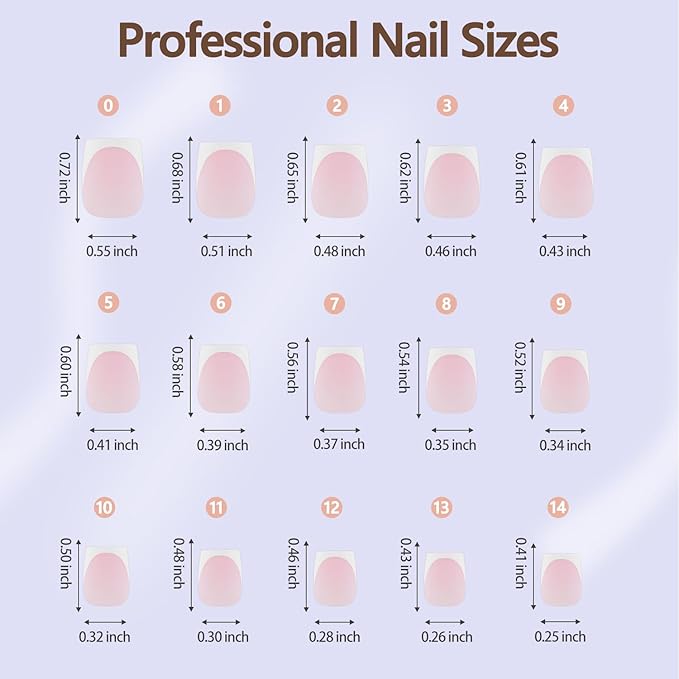 Misssix French Tip Press on Nails, 150Pcs French Tip Gel Nail Tips Short Square Pink, No Need to File Tips Pre-lasting, Fake Nails for Nail Art DIY 15 Sizes