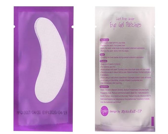 100 Pairs Set,Eye Gel Patches,Under Eye Pads Lint Free Lash Extension Eye Gel Patches for Eyelash Extension (purple)