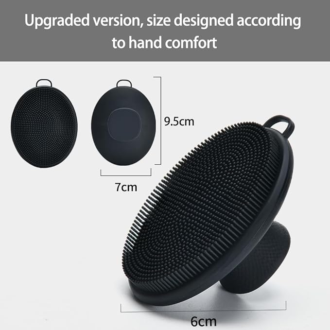 Face Scrubber,Silicone Face Scrubber for Men Women,Third Generation Upgraded 1262 Soft Bristle Manual Cleansing Brushes,Suitable for All Skin Types,face exfoliating Cleaning Brush (Black) (Large)