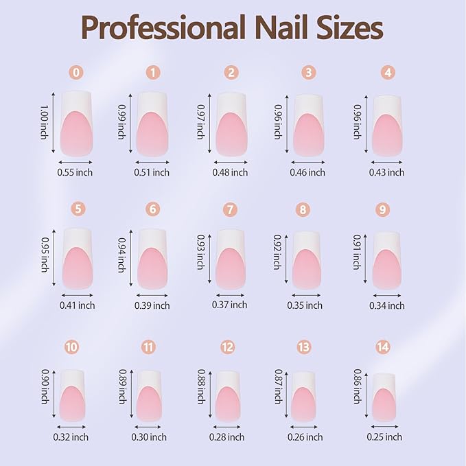 Misssix French Gel Nail Tips, 240Pcs French Tip Press on Nails Long Square Pink, No Need to File Tips Pre-lasting, Fake Nails for Nail Art DIY 15 Sizes