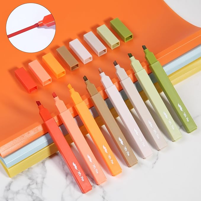 Mr. Pen- Aesthetic Highlighters, 8 Pack, Chisel Tip, Autumn Earth, Cute Highlighters Assorted Colors, Back to School Supplies