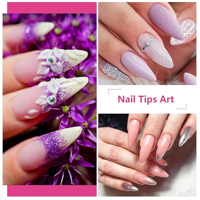 krofaue Short Almond Nails Tips 240Pcs 12 Sizes- Soft Gel Clear No Crease Pre-shape Oval Artificial Acrylic False Full Cover Press on Nails for Extension Home DIY Art