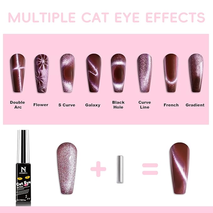 Cat Eye Gel Nail Polish, 28Pcs Glitter Pink Red Purple Green Blue Silver Sparkle Colors Gel Nail polish Set with Magnet Base Top Coat Soak Off UV LED Light Nail Art Salon Manicure DIY Home