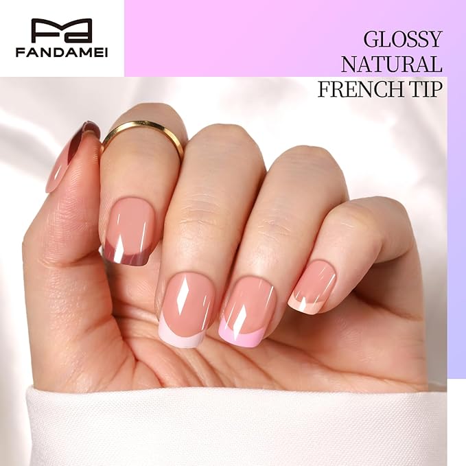 FANDAMEI Press on Nails Short, 24 Colors 576PCS Press on Nails for Women, Cat Eye Nails Short Round. Glossy Nails Press On French Tip, Natural Fit Lightweight for Christmas Nail Art