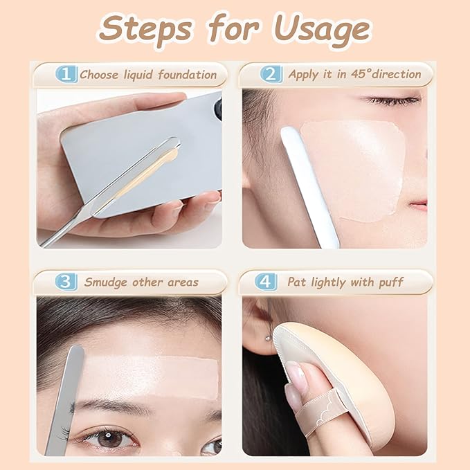 Korean Makeup Spatula, Picasso Makeup Spatula Korean, Foundation Spatula Korean, Professional Korean Spatula and Makeup Mixing Palette (Rectangle)