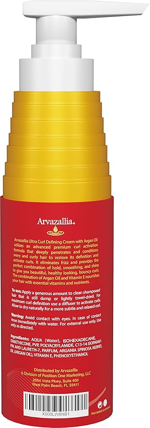 Arvazallia Ultra Curl Defining Cream with Argan Oil for Wavy and Curly Hair