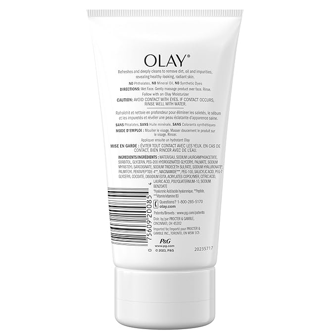 Olay Regenerist Hyaluronic + Peptide 24 Face Wash, Fragrance-Free, 5.0 o