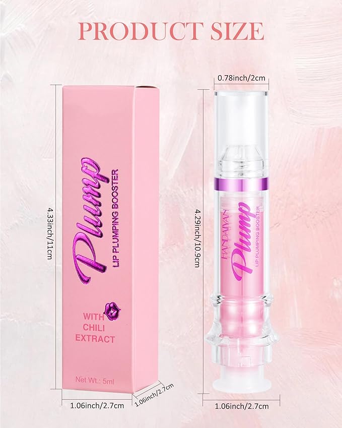 Lip Plumping Booster-2Colors Spicy Lip Plumper Oil Lip Gloss, Plump and Pout Lip Plumper Hydrating & Volumizes Lip GLaze, Enhancing Plump Effect for Fuller Lips, Lip Glossy Makeup Gift for Women-05+06
