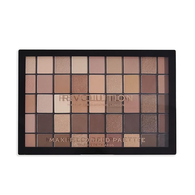Revolution, Maxi Reloaded Eyeshadow Palette, Includes 45 Shades in Matte & Shimmer Finishes, Richly Pigmented, Ultimate Nudes, 45 X 0.04 Oz.