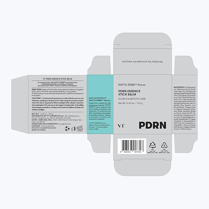 VT COSMETICS PDRN Essence Stick Balm, PDRN Collagen Multi Wrinkle Stick, All-in-One Eye & Neck Treatment, Glow Makeup Base & Face Treatment Balm, Plumping, Fine Lines, Stocking Stuffers (0.33 oz.)