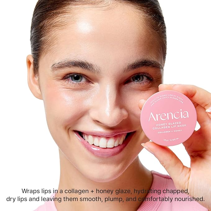 Arencia Honey Glazed Collagen Lip Mask, Overnight Lip Treatment with Collagen and Honey, 0.52 oz