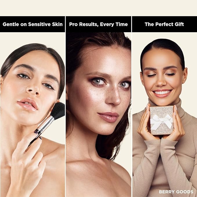 BERRY Blue Premium Makeup Brush Set – 12-Piece Professional Ultra-Soft Synthetic Brushes for Face & Eyes | Foundation, Powder, Blush, Concealer, Eyeshadow – Vegan, Cruelty-Free, Numbered, Travel Case