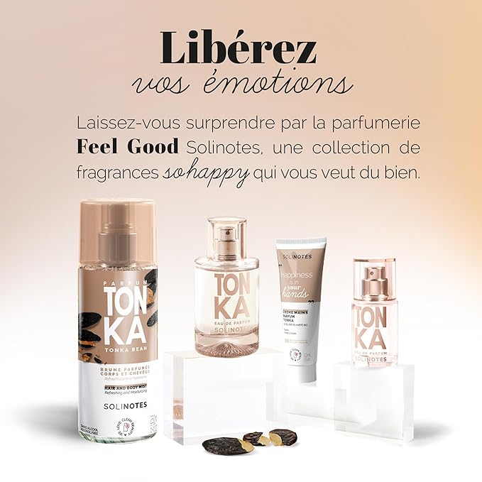 Solinotes Tonka Perfume for Women & Men, 1.7 Fl Oz/ 50 ML Eau De Parfum, Delicate Floral and Soothing Scent with Premium Ingredients - Clean Perfume, Cruelty Free, Vegan, Made in France