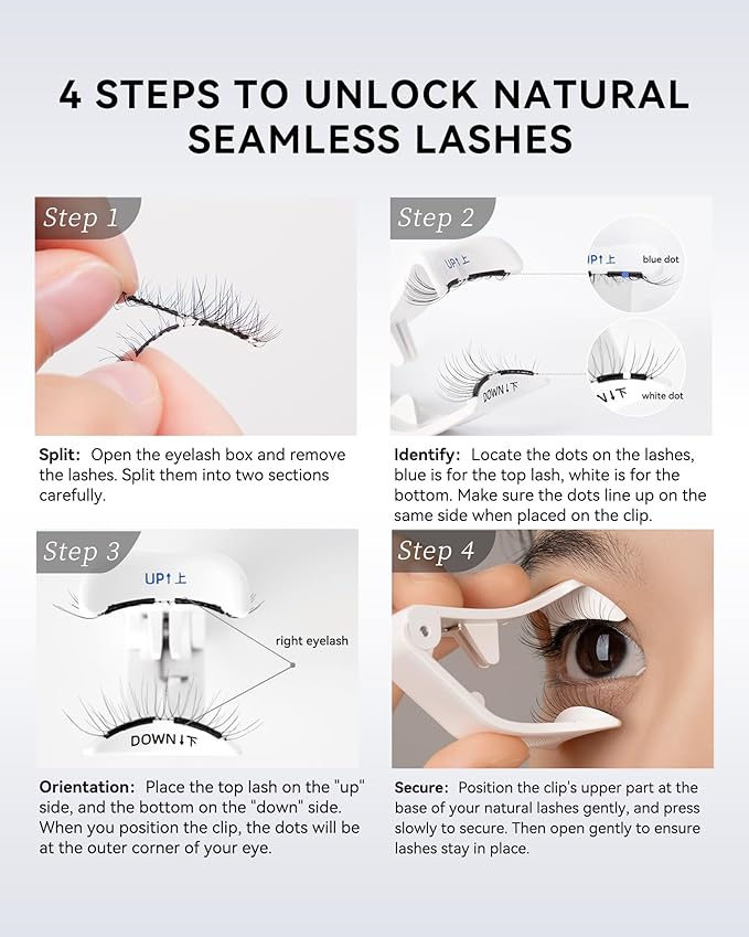 WOSADO Magnetic Eyelashes with Applicator Kit, No.14+ FROST BLACK PLUS, Reusable Magnetic Lashes without Eyeliner, Glue-free False Lashes, Waterproof, Lightweight, Suit for Natural Makeup