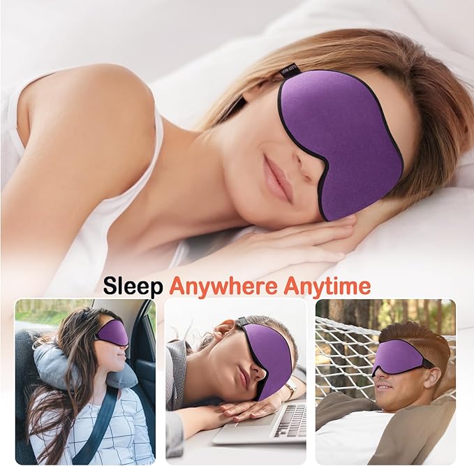 LitBear Sleep Mask for Side Sleeper Women Men, Eye Mask for Sleeping Light Blocking, 3D Contoured Cup Sleeping Mask, Soft Breathable Sleep Eye Mask with Adjustable Elastic Strap for Flight Nap
