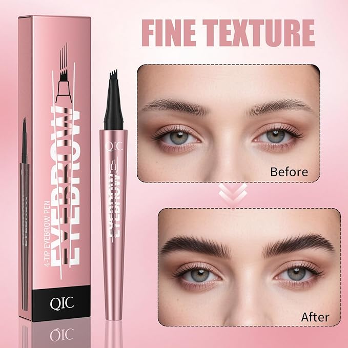 Eyebrow Pen, Waterproof Microblading Eyebrow Pencil, Eye Brown Makeup Pen with a Micro-Fork Tip for Women to Effortlessly Create Hair Like Natural Brows Grey