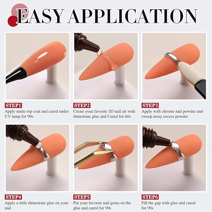 Double Rhythm 0.5 Oz 3D Nail Gel Art Sculpting No Wipe for Designs DIY Nail Art for Drawing, Molding,and Decoration (Clear Rhinestone Glue)