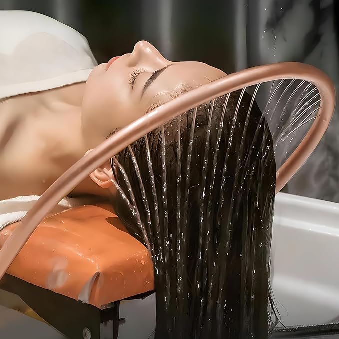 MoyRetty Head Spa Equipment Frame with Pump, 22.8 inches, Portable Salon Waterfall Basin Attachment(Gold)