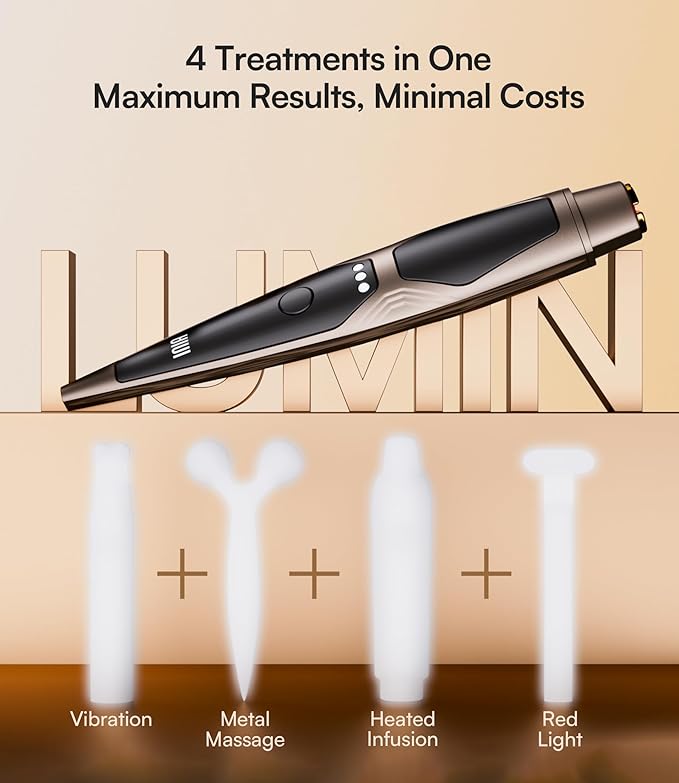 INIA Red Light Therapy for Face, 4-in-1 Beauty Device with Heat, Vibration, Massage & Red Light for Dark Circles, Puffiness & Skin Firming