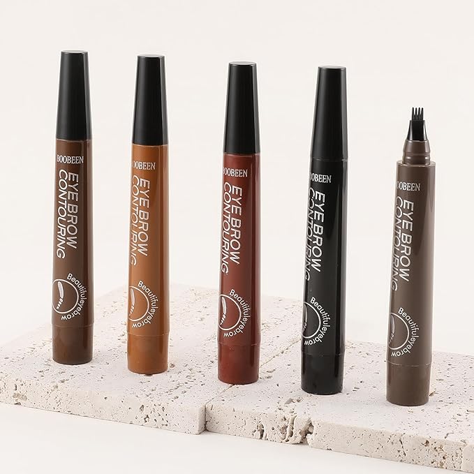 Boobeen Liquid Eyebrow Pen, Microblading Eye Brow Pencil with 4 Micro Tip, Waterproof Brow Pen Filler Creates Natural Brow Makeup, Long-lasting