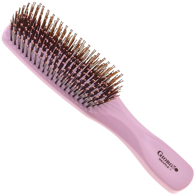Giorgio Gentle Detangler Hair Brush for Men - Dual Length Bristles for Thick and Fine Hair, Scalp Massager, Travel-Friendly for All Hair Types & Textures, Wet or Dry Use