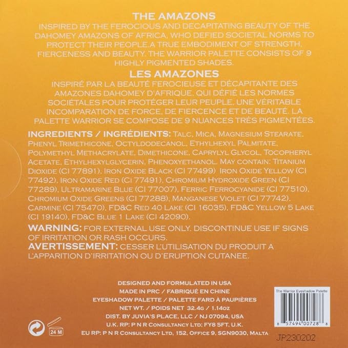 Juvia's Place Palette The Warrior - Warm Golds, Browns & Bronzes, Shades of 9, Warm and Neutral Palette, Pigmented Makeup Palette Eye Color & Shine