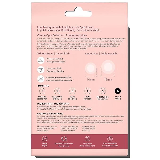Rael Pimple Patches, Miracle Invisible Spot Cover - Hydrocolloid Acne Patch, Treatment for Breakouts, Absorbs Zits & Blemish, Korean Skin Care, 2 Sizes (48 Count)