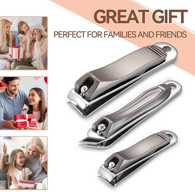 6-in-1 Stainless Steel Manicure Kit, Nail Clipper + Nose Hair Scissors + Ear Spoon | Mili-Grade Blades & TSA Compliant | Portable Travel Essentials