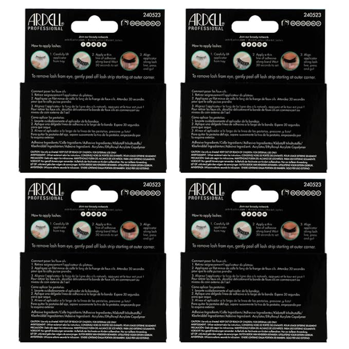 Ardell Press On Wispies False Eyelashes - Self Adhesive Lashes, No Glue Needed, Eye Makeup Enhancement, 4 Pack